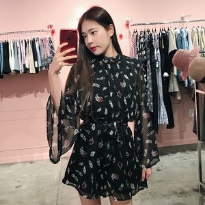 Black Feather Romper